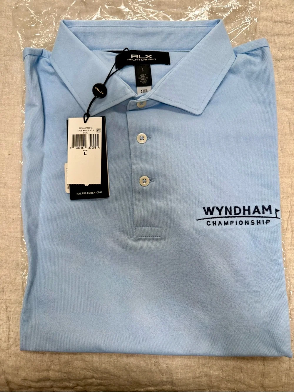 Ralph Lauren RLX Wyndham Championship Light Blue Polo Shirt Mens Size Large